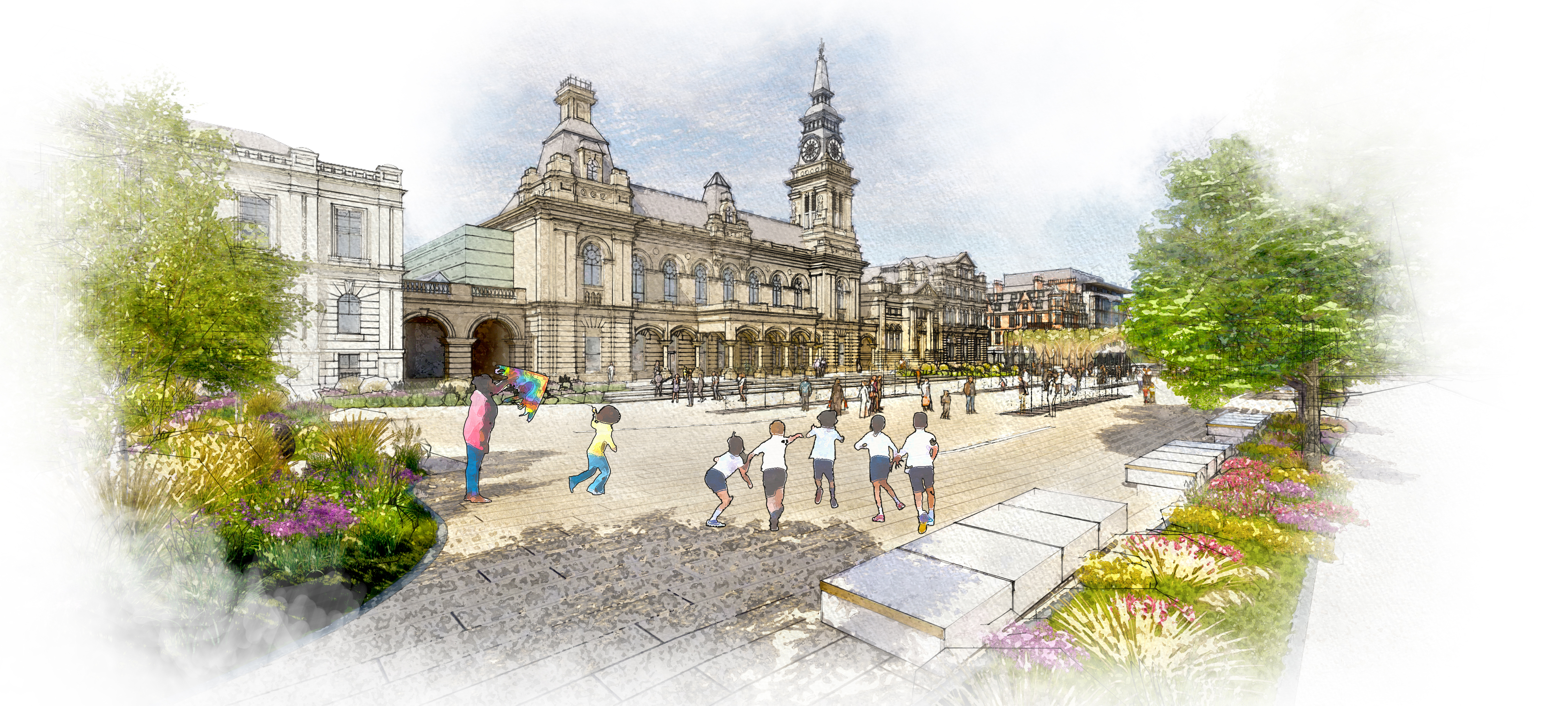 An artistic impression of how the space would look following the regeneration