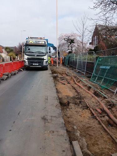 A picture of Southport Eastern Access Phase 1 site progress, Norwood Road, Sussex Road and Peel Street junction in March 2025