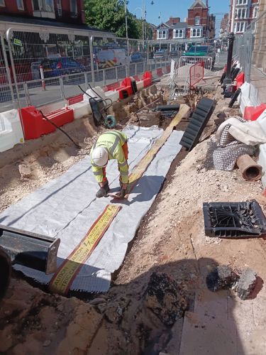 A progress picture on eastbank street of a tree pit being dug - April 2025